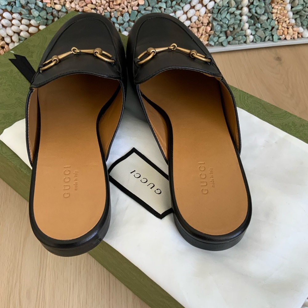 Gucci Black Leather Horsebit Backless Loafers - Picture 5 of 8